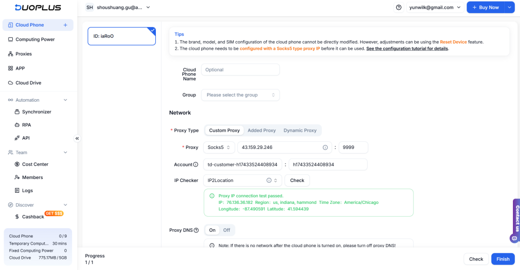 configure okkproxy on duoplus