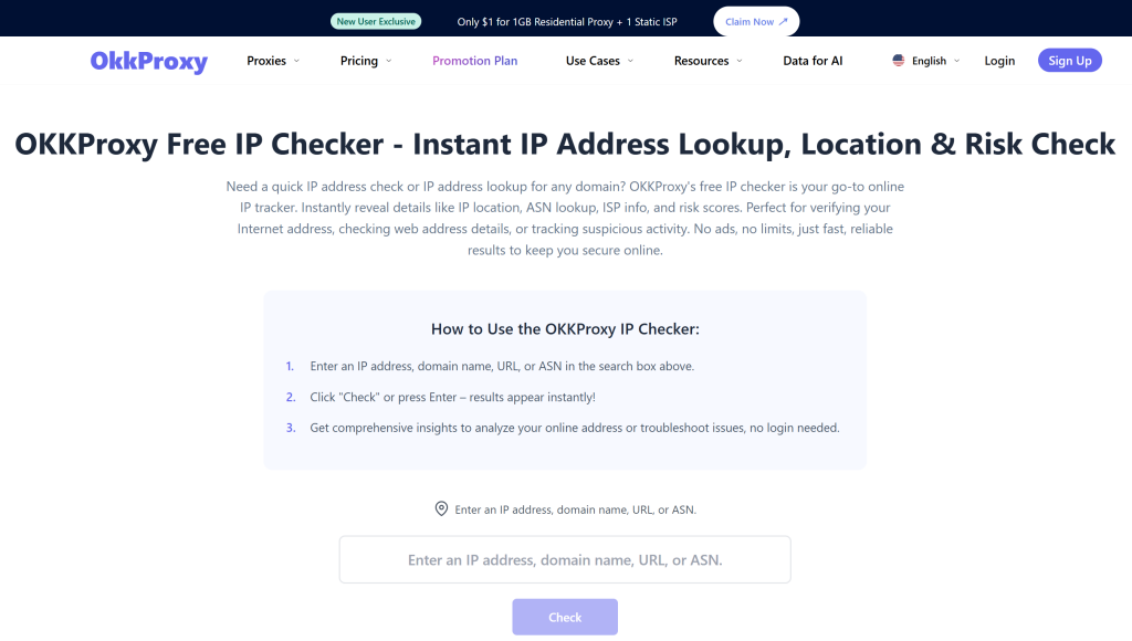OKKProxy Free IP Address Check Service – Quickly Verify Your IP Online