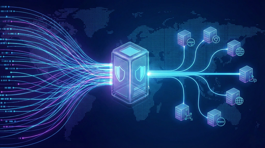 代理服务器的作用示意图,展示代理服务器在网络访问中的基本功能